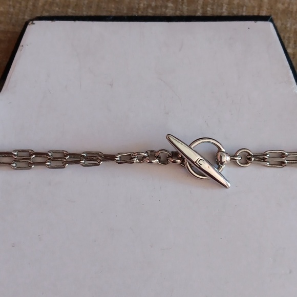 Vintage Liz Claiborne Two Strand Silver Tone Chain Clear Crystal Necklace - Picture 7 of 11